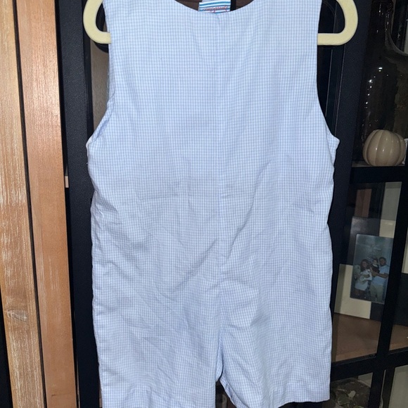 Yellow Labs Gingham Smocked Jon Jon baby toddler boy dogs puppy romper classic - Picture 4 of 7